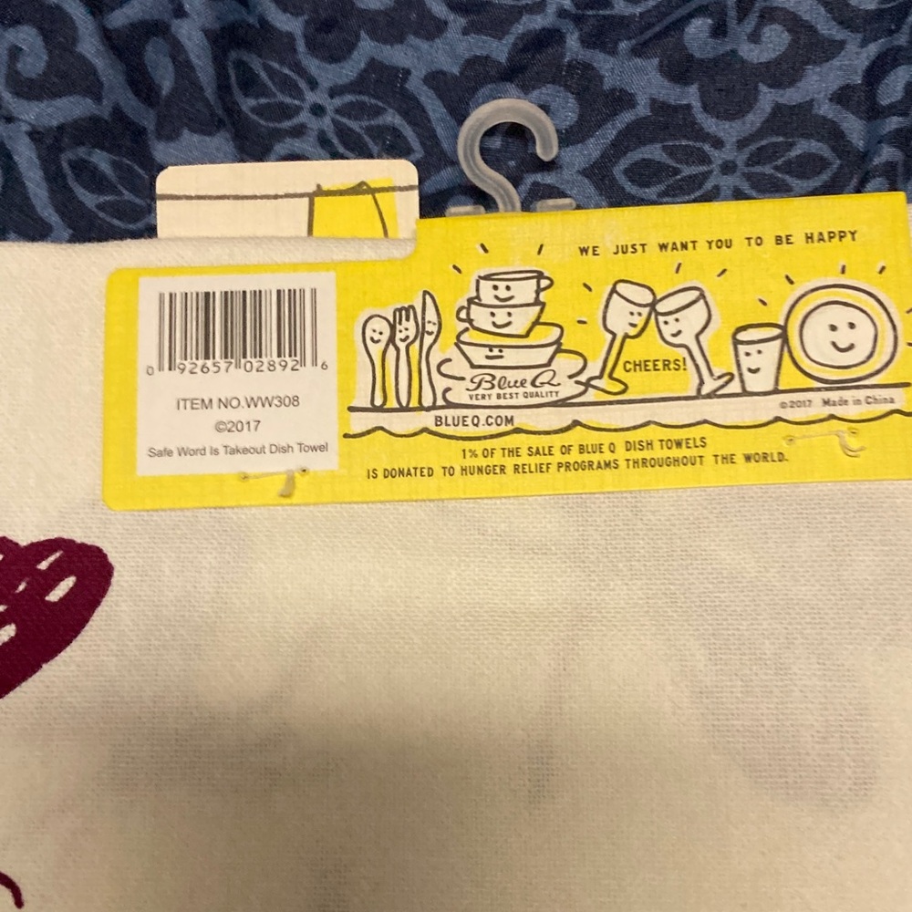 Blue Q Cream and Red Dish Towel with Whimsical Design - Picture 3 of 5